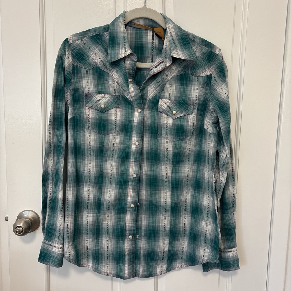Green Plaid Western Snap-Front Shirt